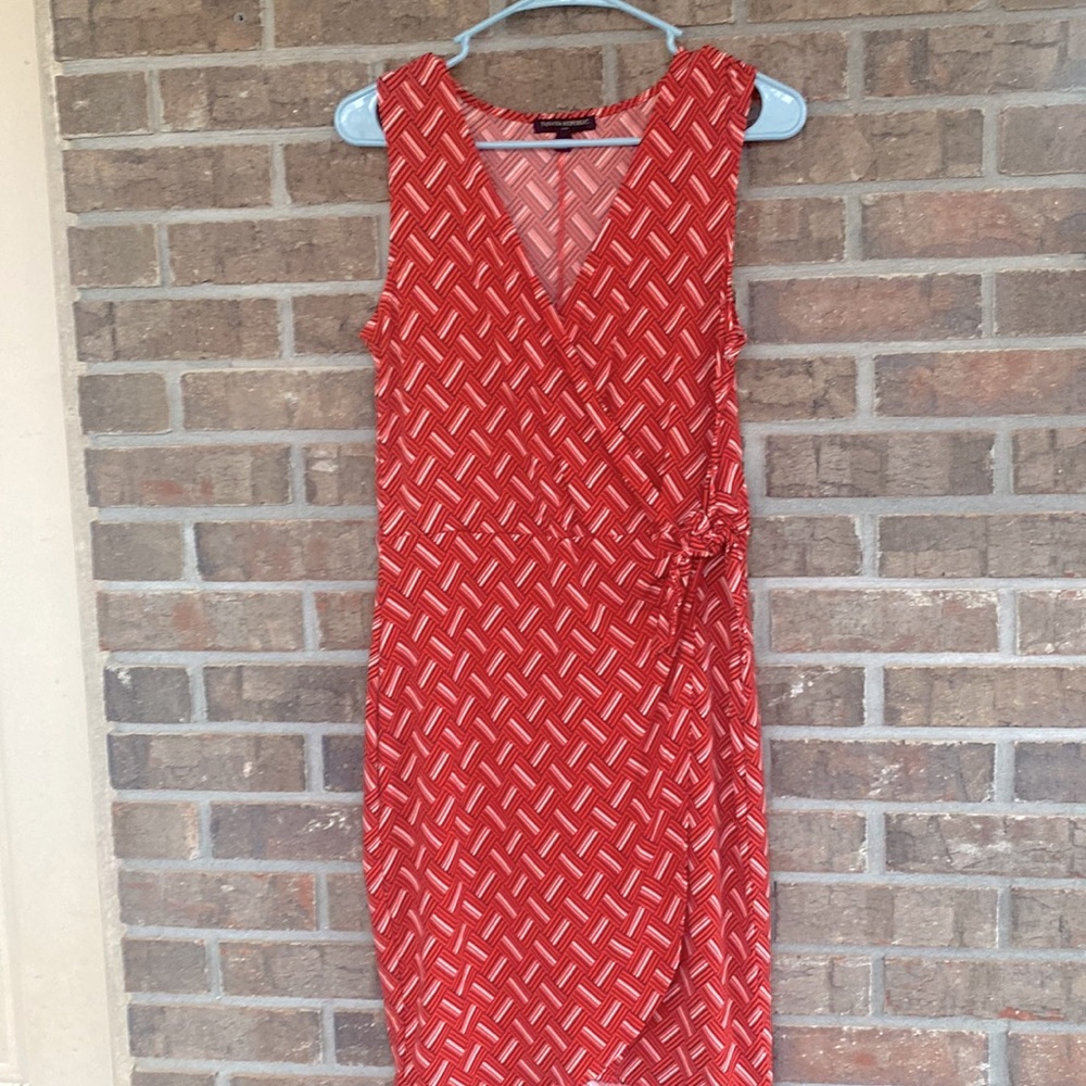 Orange sleeveless pattern dress by Banana Republic